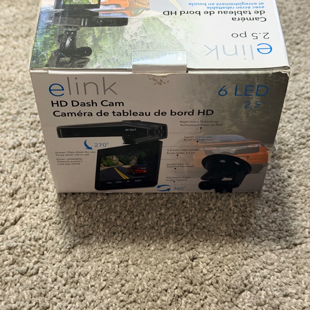 eLink HD Dash Cam 2.5in Flip Screen 6 LED Night Vision EK770CAM Black Car Camera